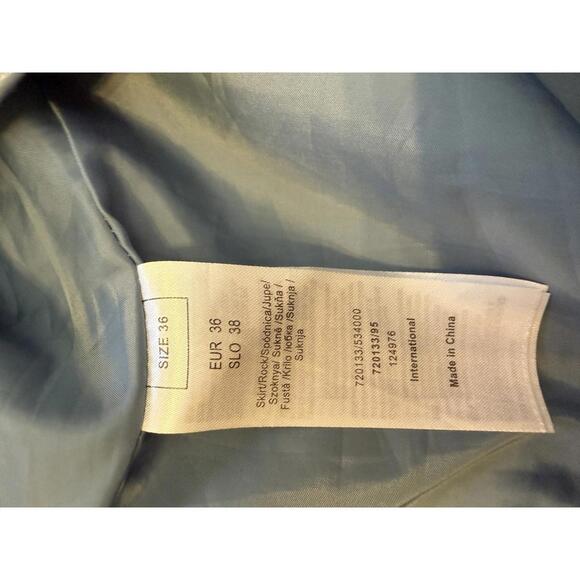 Orsay Blue Faux Leather Mini Skirt EUR 36 US Small Seam Detail A-Line - Picture 6 of 7